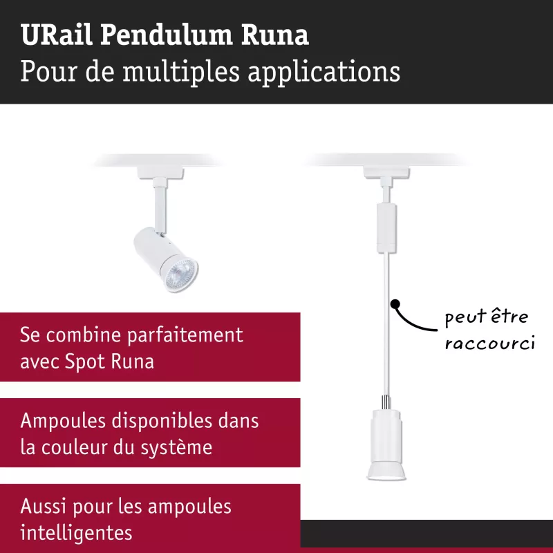 URail Pendelleuchte Runa GU10 max. 10W dimmbar 230V Signal weiß
