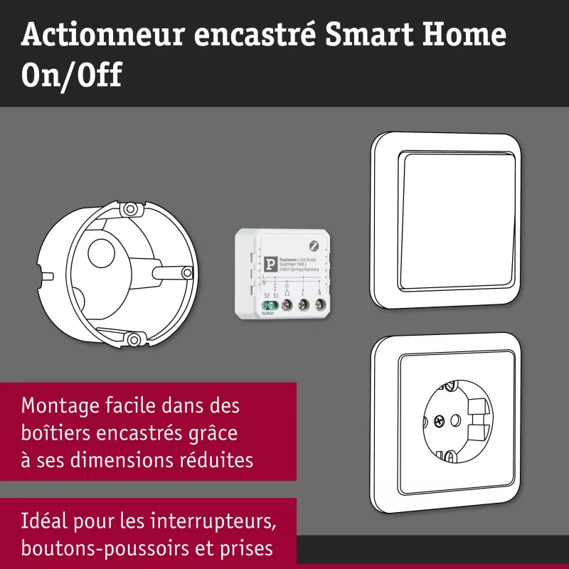 Actionneur encastré Smart Home Zigbee 3.0 On/Off Blanc