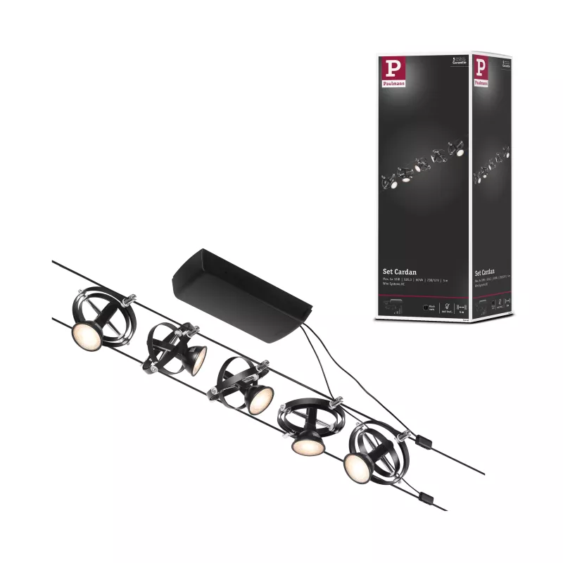 Kit básico del sistema de cable cardán CorDuo GU5.3 máx. 5x10W 230/12V