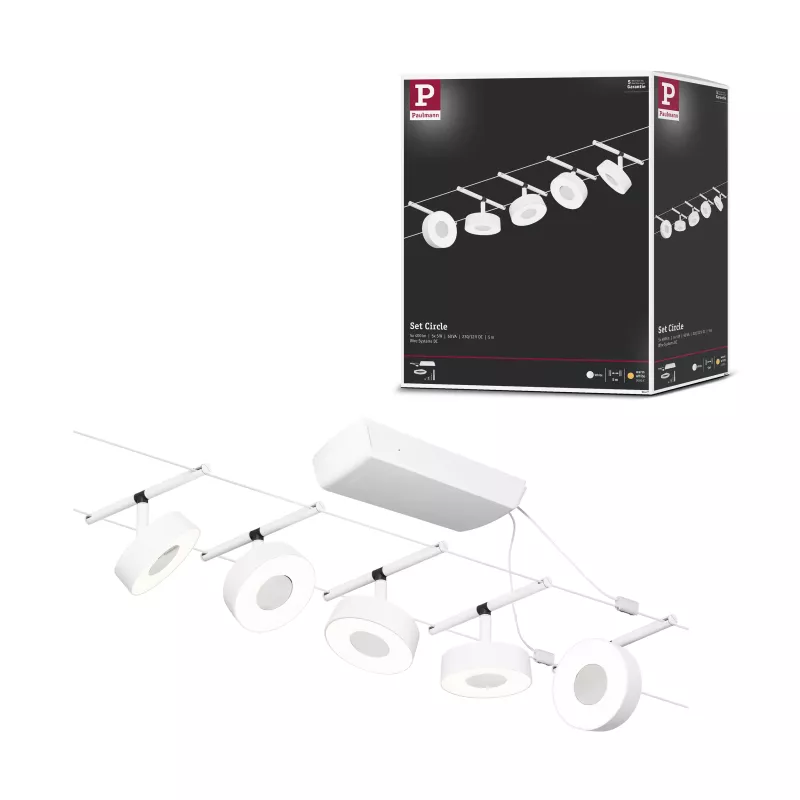 Kit básico de sistema de cable circular LED CorDuo 5x180lm 5x5W 3000K 230/12V