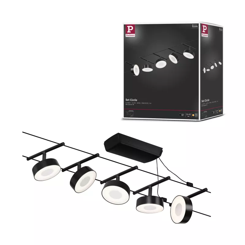 Kit básico de sistema de cable circular LED CorDuo 5x180lm 5x5W 3000K 230/12V