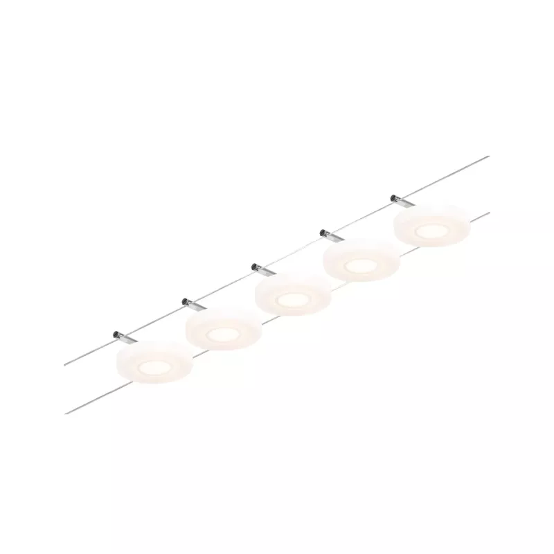 CorDuo DiscLED LED Kabelsystem-Basisset 5x200lm 5x4,5W 3000K 230/12V Mattchrom, Chrom - système d'accrochage et décoration