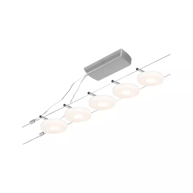 CorDuo DiscLED LED Kabelsystem-Basisset 5x200lm 5x4,5W 3000K 230/12V Mattchrom, Chrom