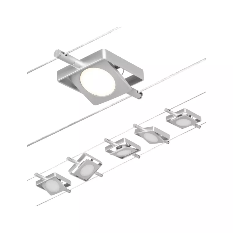 CorDuo Système sur câbles LED MacLED Kit de base 5x250lm 5x4,5W 3000K 230/12V
