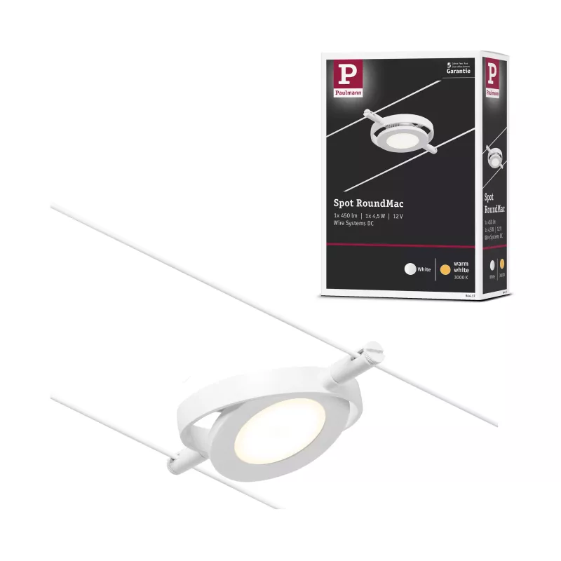CorDuo Système sur câbles LED RoundMac Spot individuel 200lm 4,5W 3000K 12V