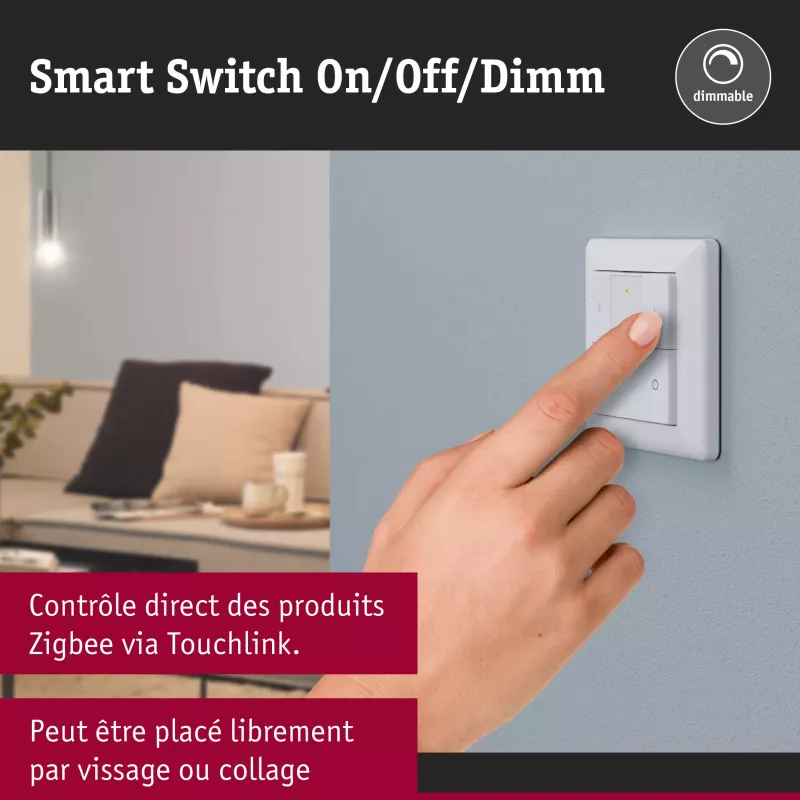 Smart Home Zigbee 3.0 On/Off/Dimm Wall Switch White