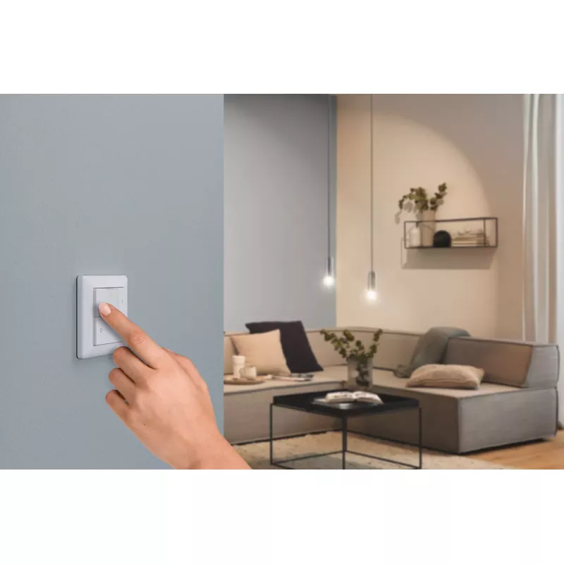 Interruptor de pared inteligente Zigbee 3.0 con encendido/apagado/regulable, color blanco.