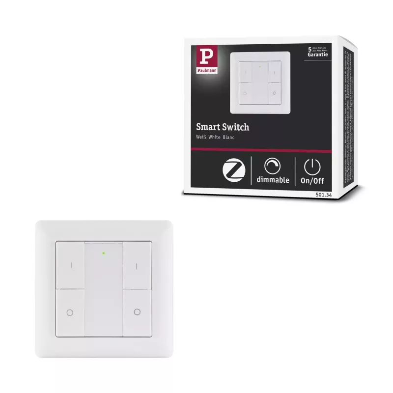 Smart Home Zigbee 3.0 On/Off/Dimm Wall Switch White