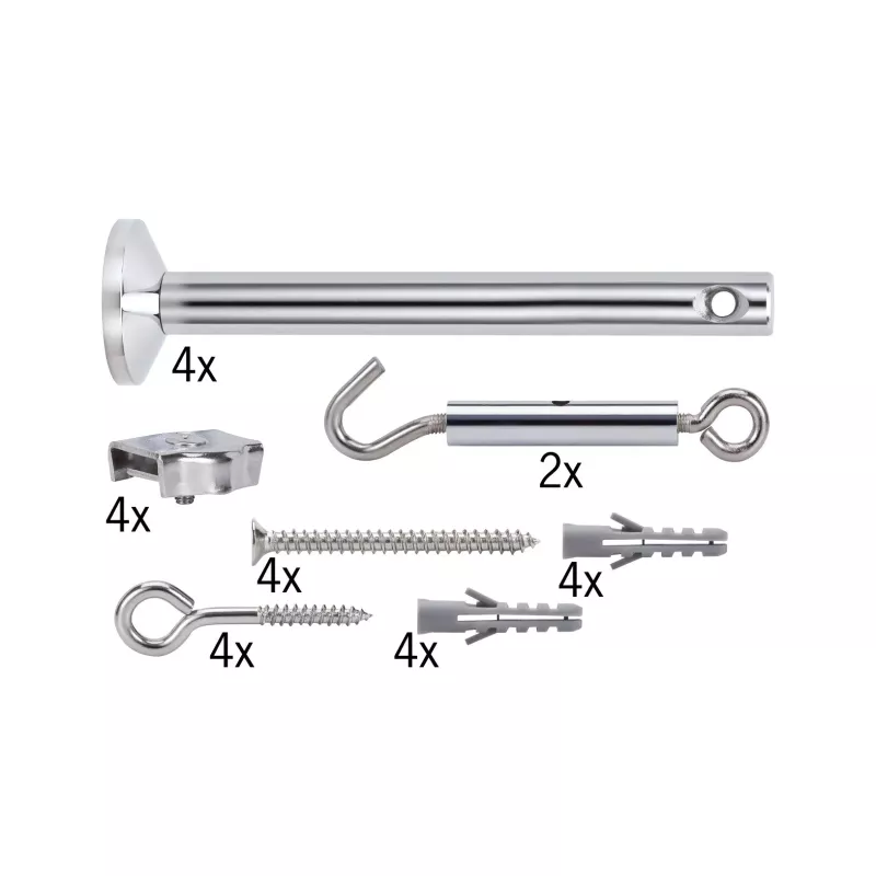 Cable system mounting kit, bracket + right-angle bracket, 4-pack, chrome - système d'accrochage et décoration
