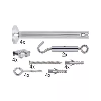 Kit de montaje para sistema de cables, soporte + soporte en ángulo recto, paquete de 4 unidades, cromado - système d'accrochage et décoration - détail 1