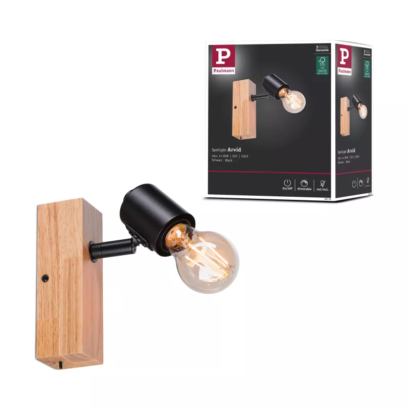 LED Spotlight Arvid E27 230V max. 20W gradable Noir