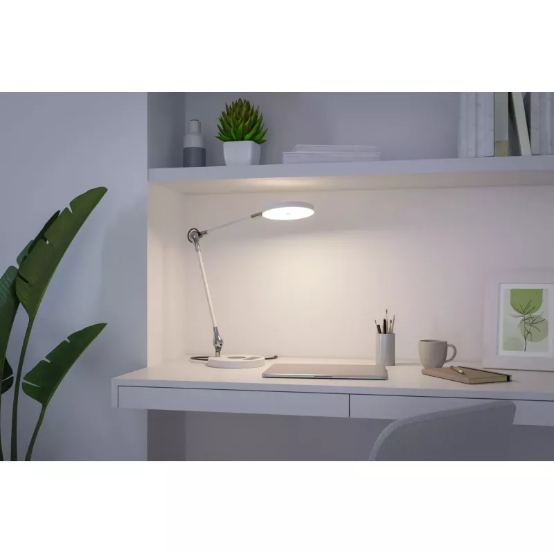 Lámpara de escritorio LED Numis QI blanca con interruptor, 1000 lm