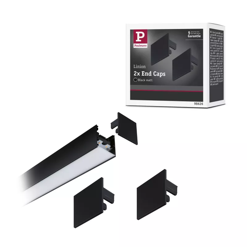 Linion Accessories End Caps Kit of 2 Matte Black Plastic Material