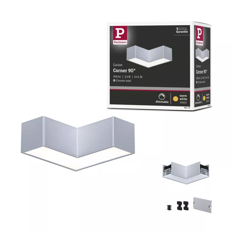 Linion Canal lumineux 90 ° 24V 3,5W 3000K Chrome mat