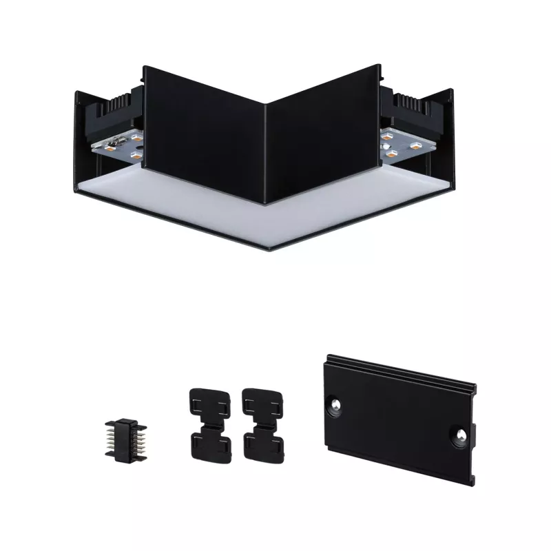 Luz de canal Linion de 90°, 24 V, 3,5 W, 3000 K, color negro.