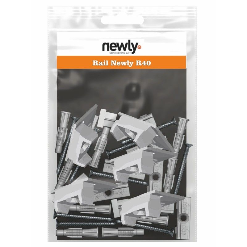 Pack 5 clips cimaise R40 + Vis et chevilles Newly 2 - Cimaise Tableau 