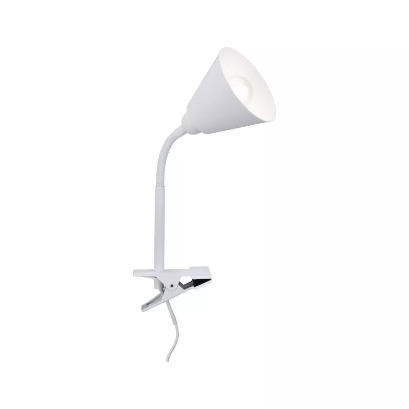 Pinza de contacto Vitis, interruptor de cable con brazo flexible, color blanco, 230 V, casquillo E14