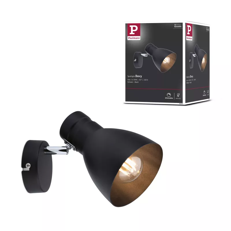 Davy spotlight E27 230V max. 20W dimmable Black