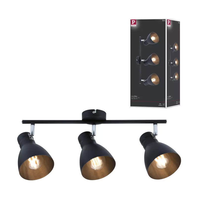 Spotlight Davy E27 230V max. 3x20W gradable Noir