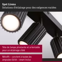 Lirena GU10-Scheinwerfer, max. 3 x 10 W, mattschwarzes Metall - système d'accrochage et décoration - détail 5