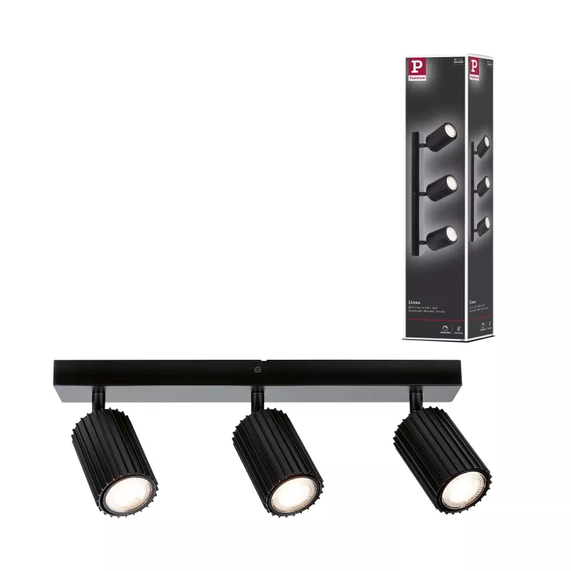 Lirena GU10 spotlight, max. 3x10W, matte black metal