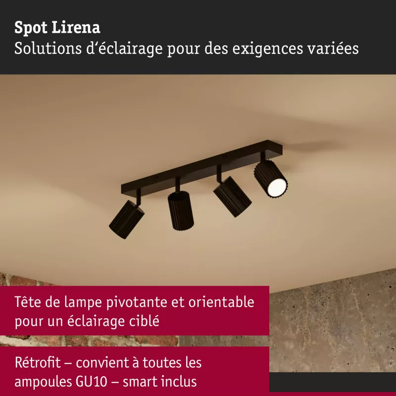 Lirena GU10 spotlight, max. 4x10W, matte black metal