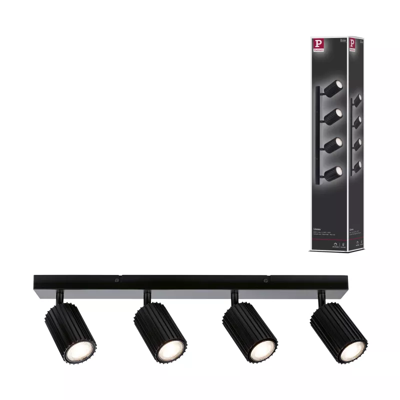 Lirena GU10 spotlight, max. 4x10W, matte black metal