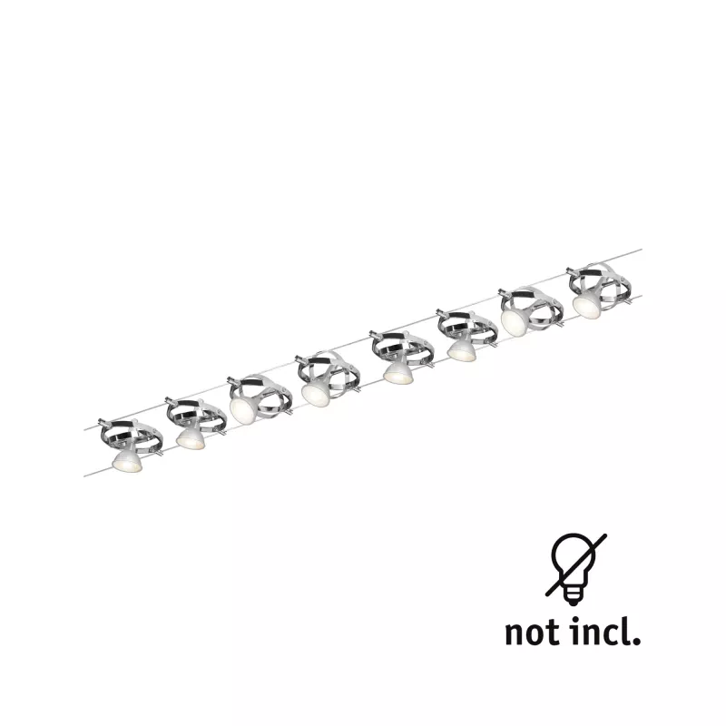 Cardan Cable System Basic Kit GU5.3 max. 8x10W dimmable 230/12V Matte Chrome, Chrome - système d'accrochage et décoration