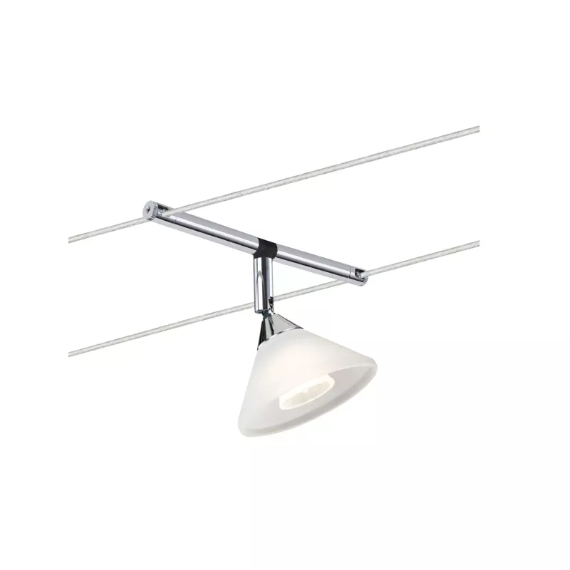 Colmar-Kabelsystem, einzelne GU4-Strahler, max. 10 W, dimmbar, 12 V, Chrom, Satin-Finish