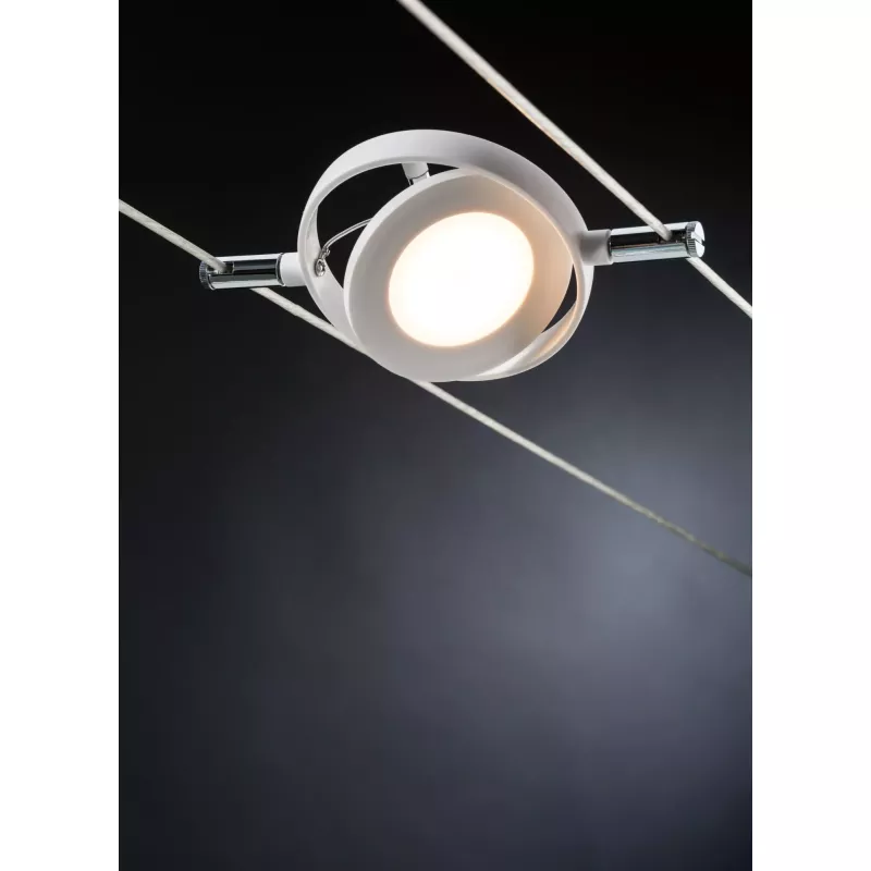 Système sur câbles LED RoundMac Kit de base 6x200lm 6x4,3W 2700K 230/12V Blanc dépoli