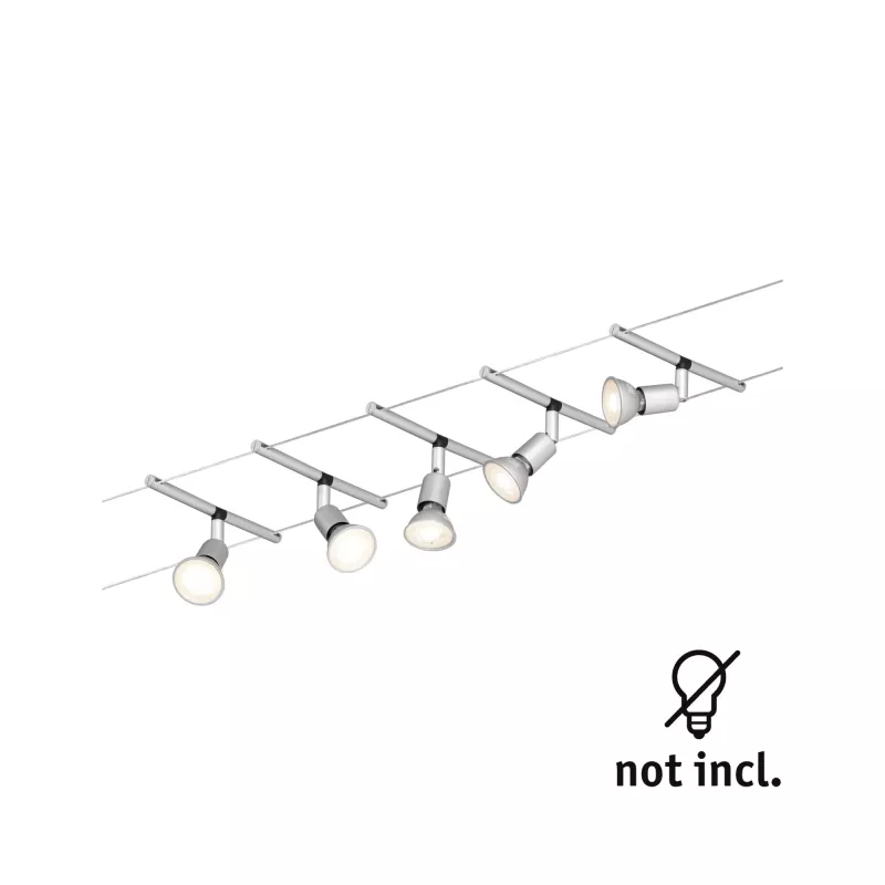 Spice SaltLED Cable System Basic Kit GU5.3 max. 5x10W dimmable 230/12V Matte Chrome - système d'accrochage et décoration