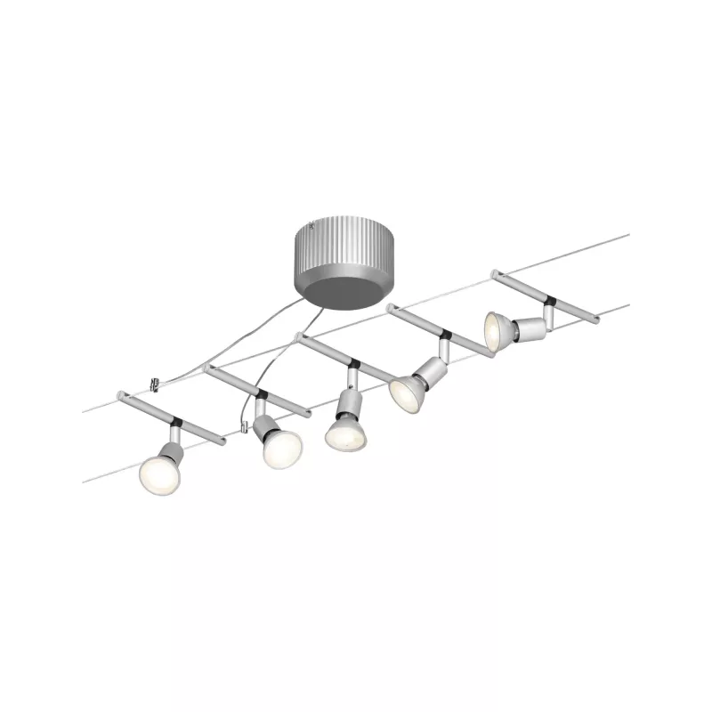 Kit básico de sistema de cableado LED Spice Salt, GU5.3, máx. 5x10W, regulable, 230/12V, acabado cromado mate.