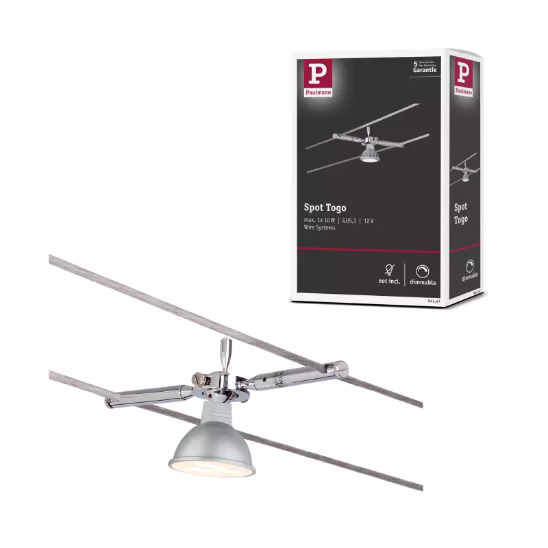 TogoLED Kabelsystem Einzelspot GU5.3 max. 10W dimmbar 12V Chrom