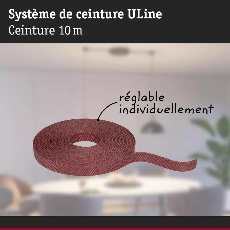 Cinta textil ULine de 10 m, color terracota cobrizo, de dacrón.