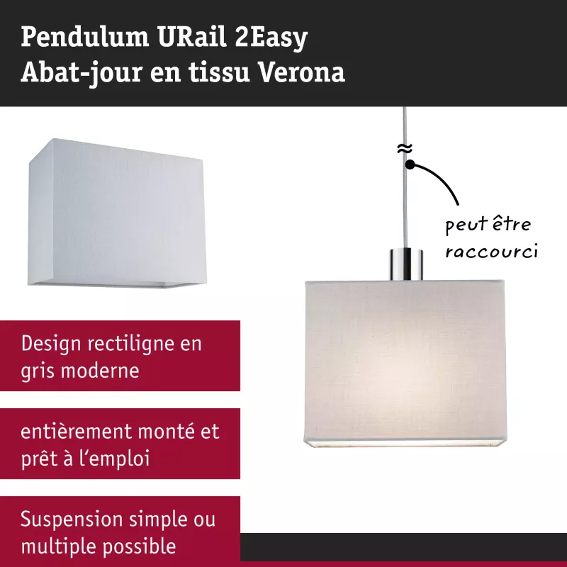 URail Abat-jour 2Easy Verona 250x200mm Gris