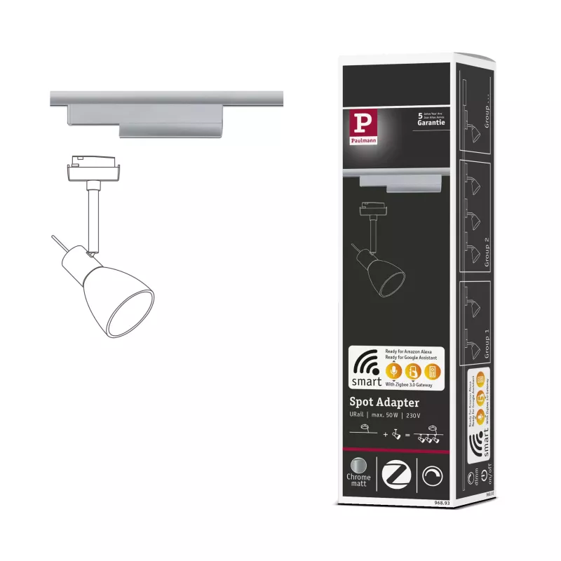 URail Adaptateur de rail Smart Home Zigbee 3.0 On/Off/Dimm 166x50mm