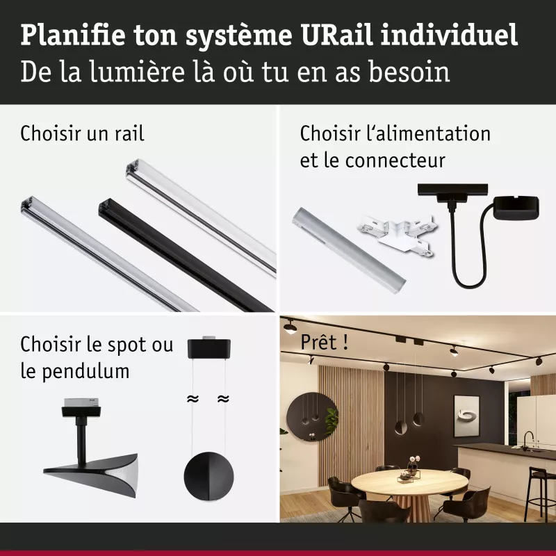 URail Spot sur rail 3-Step-Dim Alejandro 800lm 10W 3000K gradable 230V
