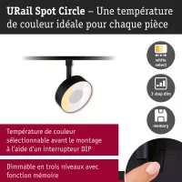 Foco URail para riel, regulable en 3 niveles, circular, 180 lm, 5 W, 2700-4000 K, 230 V, negro mate. - système d'accrochage et décoration - détail 7
