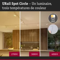 URail Schienenstrahler, 3-stufig dimmbar, rund, 280 lm, 5 W, 2700–4000 K, 230 V, Signalweiß - système d'accrochage et décoration - détail 6