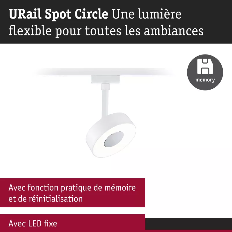URail Track spotlight 3-Step-Dim Circle 280lm 5W 3000K dimmable 230V