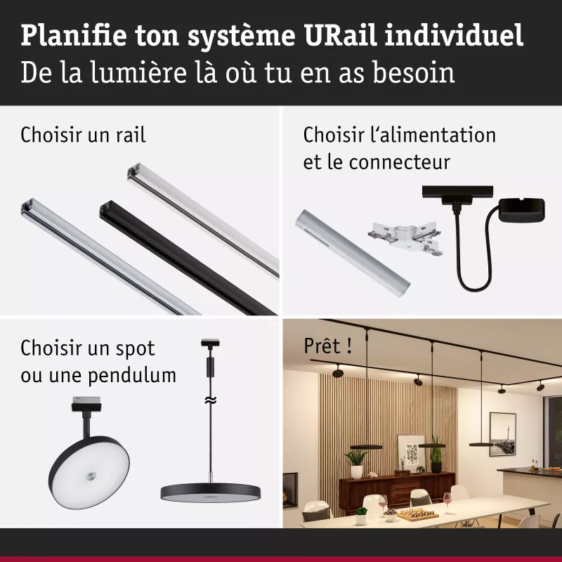 URail Spot sur rail 3-Step-Dim Hildor 850lm 15W 3000K gradable 230V
