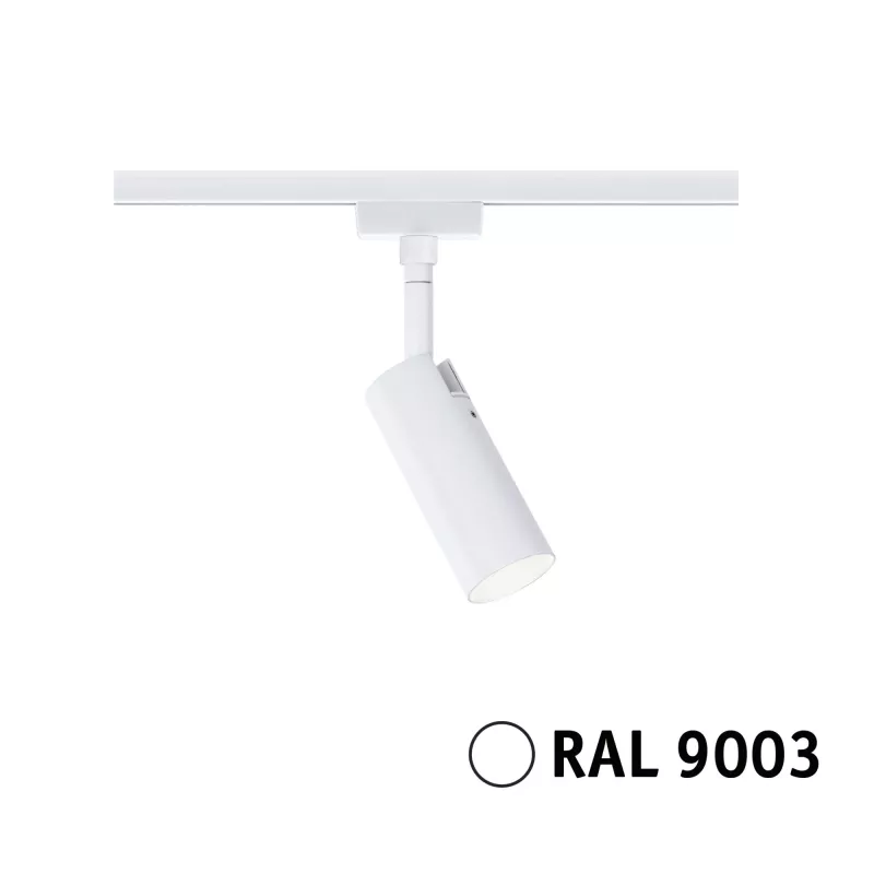Foco para riel URail Tubo Individual con atenuación de 3 pasos, 150 lm, 4 W, 3000 K, regulable, 230 V, luz blanca.