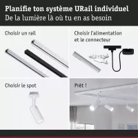URail Spot sur rail 3-Step-Dim Tubo Spot individuel 150lm 4W 3000K gradable 230V Blanc signal - système d'accrochage et décoration - détail 8