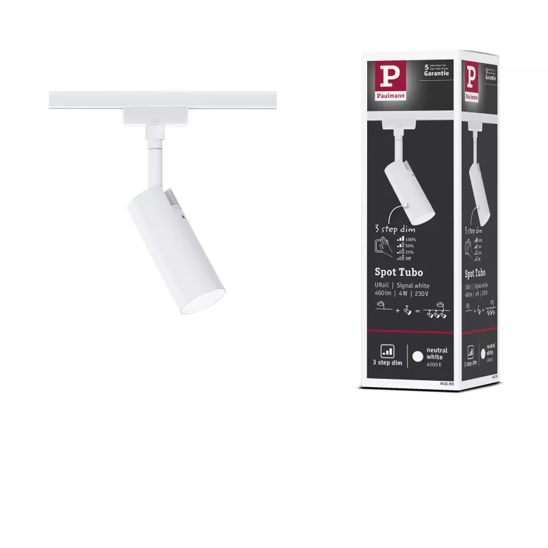 URail Schienenstrahler, 3-stufig dimmbar, 170 lm, 4 W, 4000 K, 230 V, Signalweiß