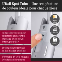 URail Spot sur rail 3-Step-Dim Tubo Spot individuel 300lm 4W 2700 - 4000K gradable 230V Chrome mat - système d'accrochage et décoration - détail 7