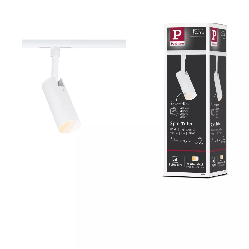 URail Schienenstrahler, 3-stufig dimmbar, 320 lm, 4 W, 2700–4000 K, 230 V, Signalweiß