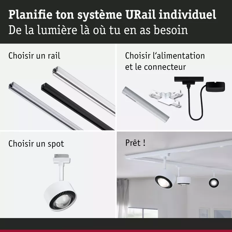 URail Track spotlight Aldan Individual spotlight 470lm 8W 4000K dimmable 230V Signal white