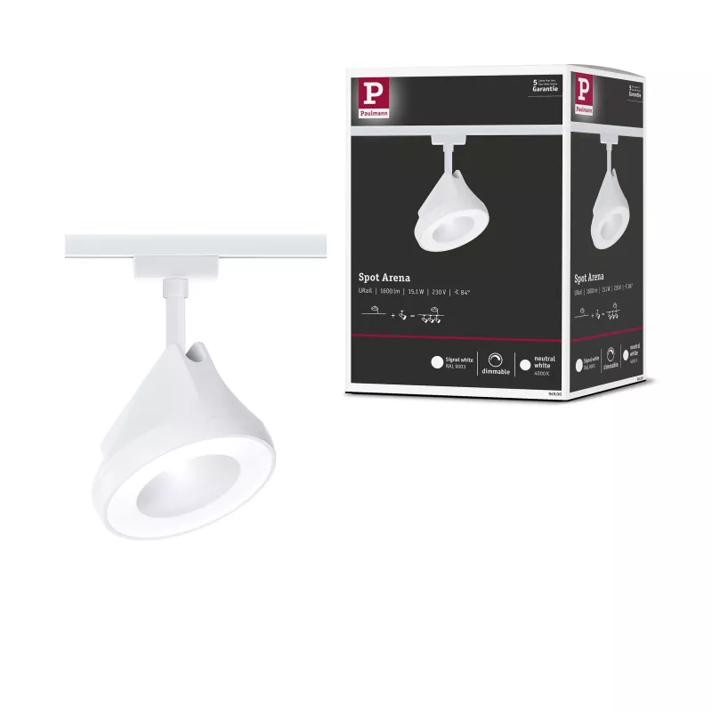URail Spot sur rail Arena Spot individuel 900lm 15,1W 4000K gradable 230V Blanc signal
