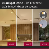URail Spot sur rail Circle 220lm 5W 2700 - 4000K gradable 230V Chrome mat - système d'accrochage et décoration - détail 6