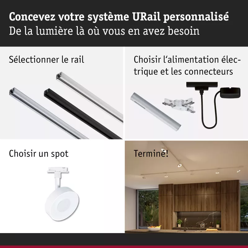 URail Spot sur rail Circle 250lm 5W 2700 - 4000K gradable 230V Blanc signal